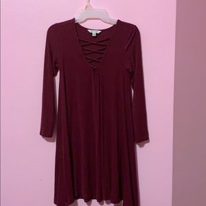 long sleeve maroon dress